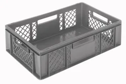 Behälter grau 60x40x17cm Standard Boden geschlos/Wände perfo
