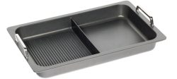 Bratplatte GN1/1, H5.5cm mit Steg, Grillboden u. Griffen