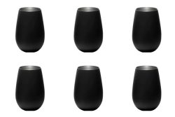 6er Set Elements Becher 465ml schwarz/silber
