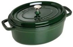 Cocotte 31cm, oval, Basilikum-Grün, Gusseisen 5.5l