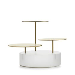 Ice Servierblock mit 3 Tabletts rund D21cm weiss/gold