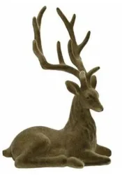 Hirsch sitzend Grün 16x10x22cm Kunststoff