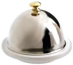 Butterteller mit Edelstahldeckel, Ø9cm, weiss