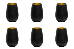 6er Set Elements Becher 465ml schwarz/gold