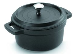 Bratentopf schwarz mit Deckel D16cm H7cm 1.3lt