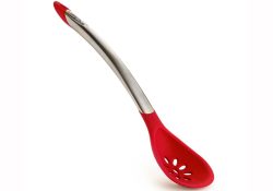 Kochlöffel gelocht 30.5cm Edelstahl/Kunststoff rot