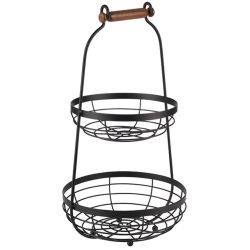 2-stufige Etagère D26cm H48cm Metall schwarz