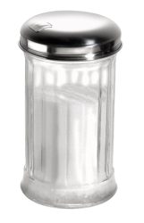 APS Zuckerdosierer mit Dosierklappe; 320 ml, 7.5x13.5 cm (ØxH); silber/transparent; rund
