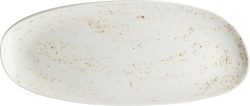 Pottery Unique white Platte asymmetrisch coupe 18x9cm