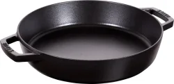 Bratpfanne mit 2 Griffen 26cm, Schwarz, Gusseisen