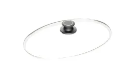 Glasdeckel oval 41x27cm m. Edelstahlrand