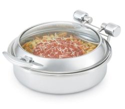 Chafing Dish Edelstahl mit Glasdeckel D40cm 5.8lt Induktion