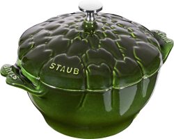 Cocotte 22cm, Artischocke, Basilikum-Grün, Gusseisen 3l