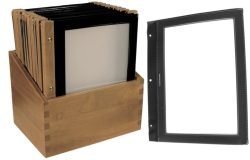 Speisekartenmappe Holz schwarz Kasten mit 20 Karten