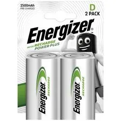 Energizer D Wiederaufladbare Batterien Power Plus HR20 2500 mAh NiMH 1,2 V 2 Stück