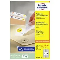 AVERY ZWECKFORM Universal-Etikett. 17,8x10mm L4730REV-25 weiss 8100 Stk./25 + 5 Blatt