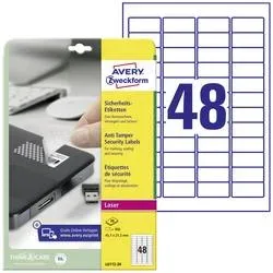 Avery Zweckform - Avery Zweckform Sicherheits-Etiketten, 45.7 x 21.2 mm, 20 Bogen/960 Etiketten, One Size, Weiss