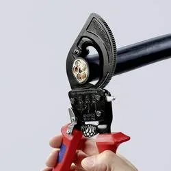 Knipex 95 31 250 Ratschen-Kabelschneider Geeignet für (Abisoliertechnik) Alu- und Kupferkabel, ein- und mehrdrähtig 32