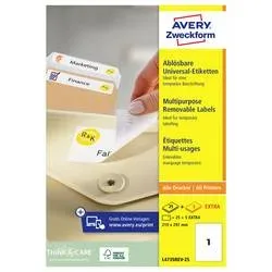 AVERY Zweckform L4735REV-25 Wiederablösbare Etiketten A4 Weiss 210 x 297 mm 30 Blatt à 1 Etiketten