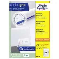 AVERY ZWECKFORM Etiketten 64,6x33,8mm 3658-200 weiss 5280 Stk./200+20 Blatt