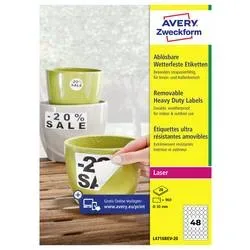 AVERY ZWECKFORM Etiketten Laser 30mm L4716REV2 weiss, non-perm. 20 Blatt