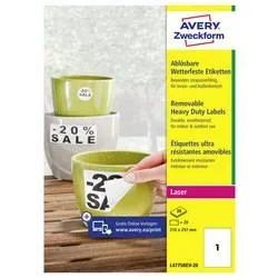 AVERY ZWECKFORM Folienetiketten 210x297mm L4775REV2 weiss,non-perm. 20 St./20 Bl.