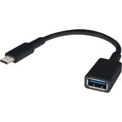 Renkforce USB-Kabel USB 3.2 Gen1 USB-C® Stecker, USB-A Buchse 0.15 m Schwarz mit OTG-Funktion, vergoldete Steckkontakte