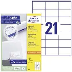 AVERY ZWECKFORM Etiketten 70x41mm 3481 weiss 2100 Stk./100 Blatt
