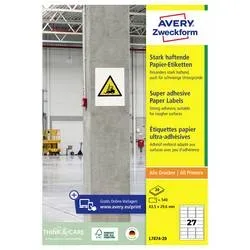 AVERY ZWECKFORM Etiketten Univ. 63.5x29.6mm L7874-20 weiss, stark haftend 20 Blatt