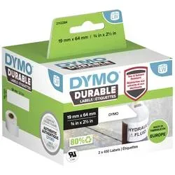 Dymo - LabelWriter Hochleistungs-Rollenetiketten, 64 mm x 19 mm, permanent, Weiss, One Size