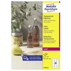 AVERY ZWECKFORM Etiketten 63,5x38,1mm L7782-25 transparent 525 St&uuml;ck