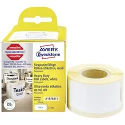 Avery-Zweckform Etiketten Rolle Kompatibel ersetzt DYMO 1976411 25 x 54 mm Folie Weiß 160 St. Permanent haftend