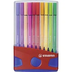 STABILO Fasermaler Pen 68 6820-04 20er Color Box rot/blau