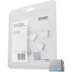 LINDY USB-A Port Schloss USB-Lock 10er Set Blau Schlüsselschloss ohne Schlüssel 40462