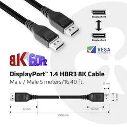 Club3D - club3D Club 3D DisplayPort 1.4 HBR3 8K Kabel SteckerStecker 5 meter, Schwarz, 360X260X20MM