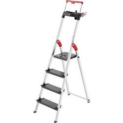 Hailo, Hailo L100 TOPLINE 8050-407 Aluminium Stufen-Stehleiter inkl. Werkzeugablage Arbeitshöhe (max.): 2.85 m Silber, Schwarz,