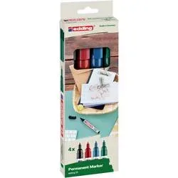 edding EcoLine 25 Permanentmarker Fein 1 mm Mehrfarbig 4 Stück