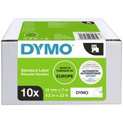Dymo D1 S0720530 / 45013 Authentic Schriftband Selbstklebend Schwarzer Druck auf Weiss 12 mm x 7m 10 Stück