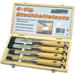 Brüder Mannesmann Stechbeitelsatz, in Holzkassette, 4-teilig | M66104 Brüder Mannesmann M66104