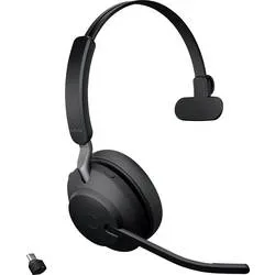Jabra Evolve2 65 monaural On Ear Headset Bluetooth® Mono Schwarz Lautstärkeregelung, Batterieladeanzeige,