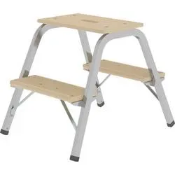 Stahlrohr-Tritt mit Holzstufen ohne Rollen 2 Stufen inkl. Plattform. MUNK GmbH 15590049
