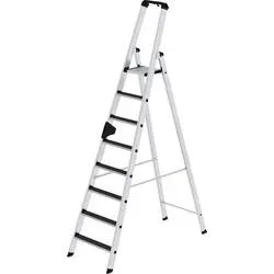 MUNK Günzburger Steigtechnik MUNK 41628 Aluminium Stufen-Stehleiter Arbeitshöhe (max.): 4 m Lichtgrau (RAL 7035) 12 kg