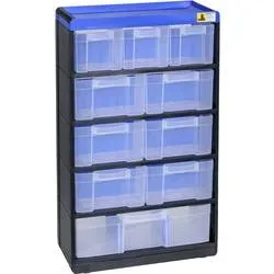 Allit 464640 Kleinteilmagazin VarioPlus Pro 53/21 stapelbar (B x H x T) 300 x 525 x 135 mm Schwarz, Blau 1 St.