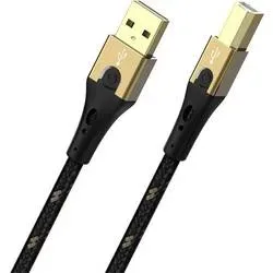 Oehlbach USB-Kabel USB 2.0 USB-A Stecker, USB-B Stecker 7.50 m Schwarz/Gold dreifach geschirmt D1C9545
