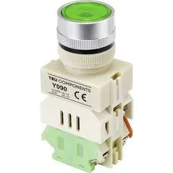 TRU COMPONENTS TC-9219084 Y090 Drucktaster 250 V/AC 5 A 1 x Ein/(Ein) tastend Grün (Ø) 30 mm 1 St.