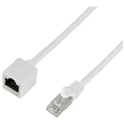 LogiLink CQX031S RJ45 Patchkabel CAT 6a S/FTP 1.00 m Weiß Flammwidrig, Halogenfrei, Geflechtschirm 1 St.