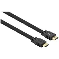 Manhattan HDMI Anschlusskabel HDMI-A Stecker, HDMI-A Stecker 10.00 m Schwarz 355643 4K UHD, doppelt geschirmt, flach,