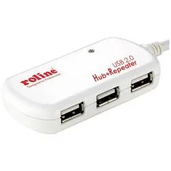 ROLINE USB 2.0 4-Port Hub mit Repeater, 12 m