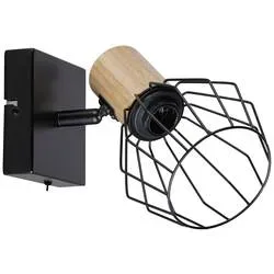 Paulmann Lanka 66766 Wandstrahler E14 Schwarz, Holz (hell)