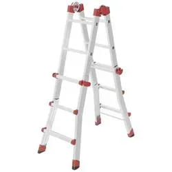 Hailo M80 7512007 Aluminium Multifunktionsleiter Arbeitshöhe (max.): 3.71 m Silber, Rot 9.1 kg